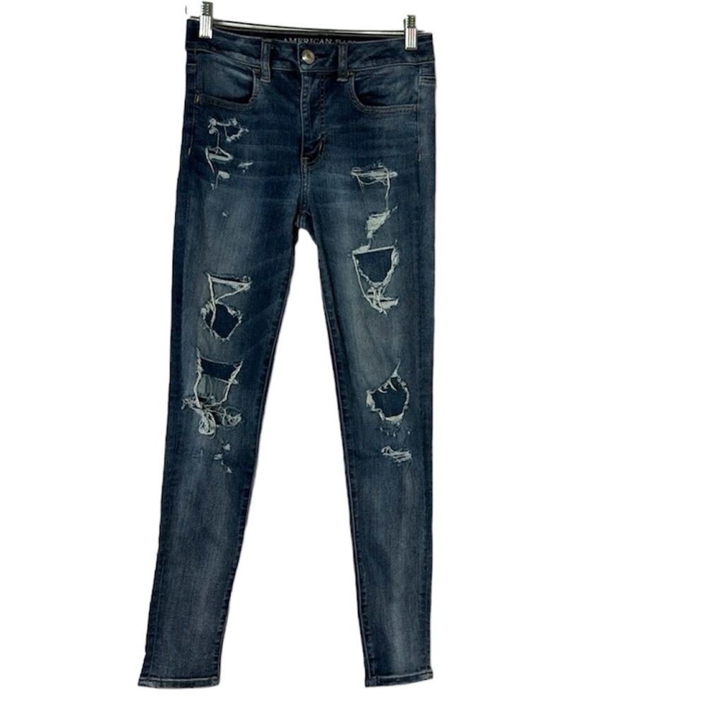 American Eagle XCAFE hi rise jeggings SUPER SUPER stretch sz 4 REGULAR Dark Wash